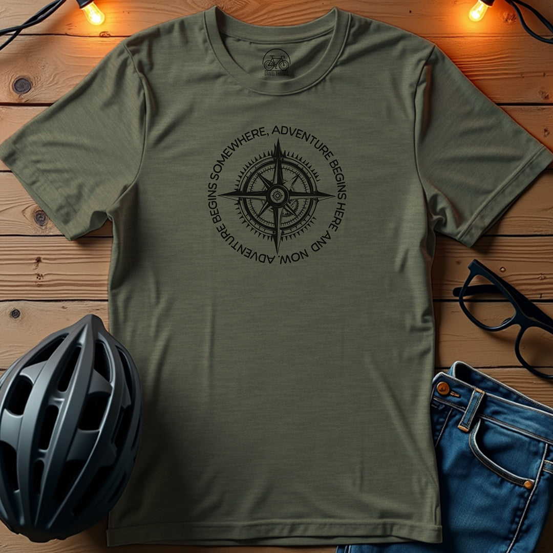 The Adventure Begins Gravel Awaits T-Shirt