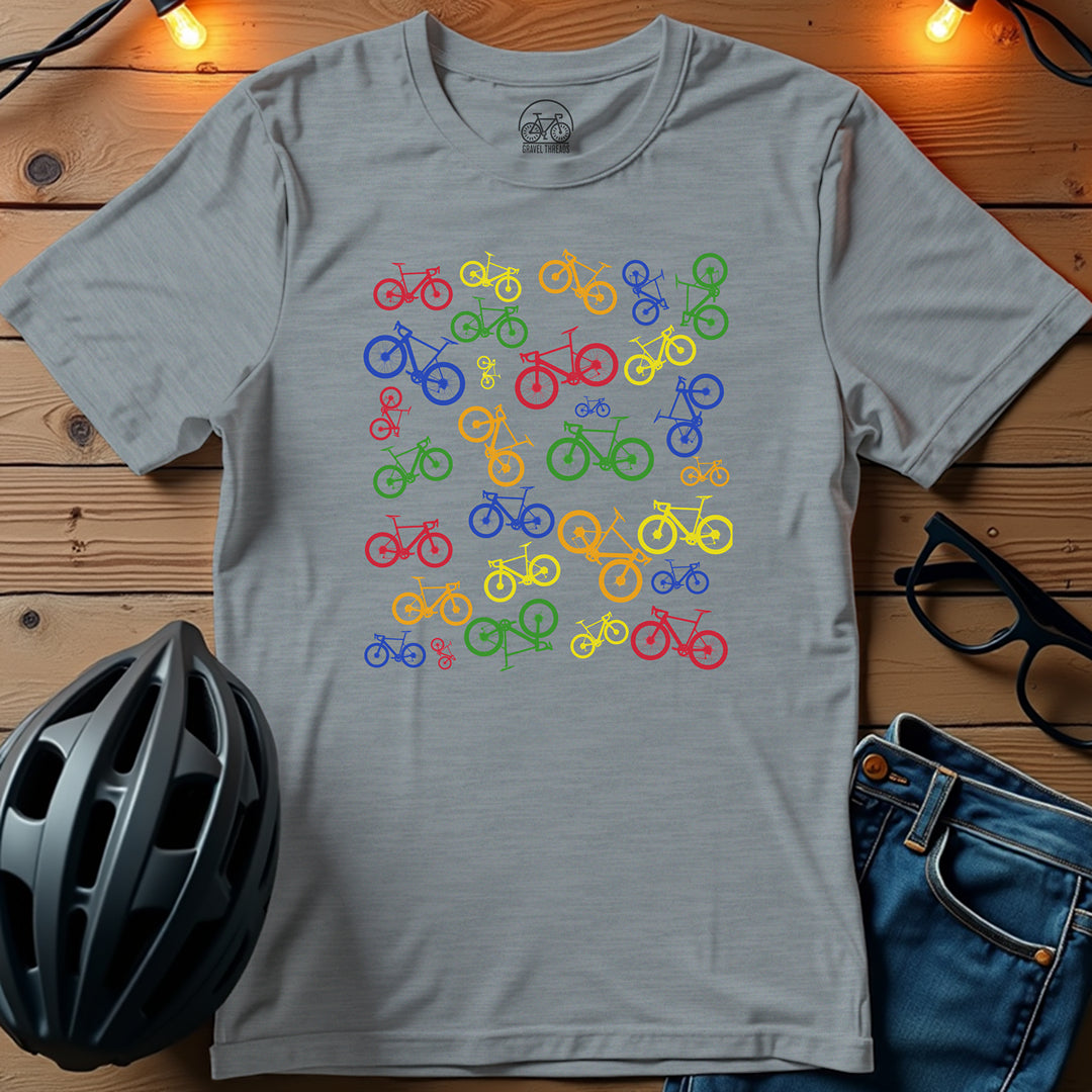 Bicycle Mayhem Colorful Gravel T-Shirt