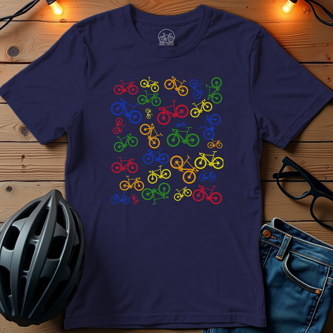 Bicycle Mayhem Colorful Gravel T-Shirt