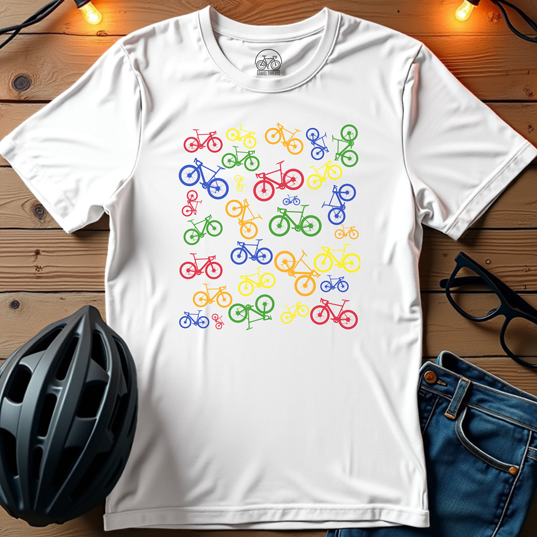 Bicycle Mayhem Colorful Gravel T-Shirt