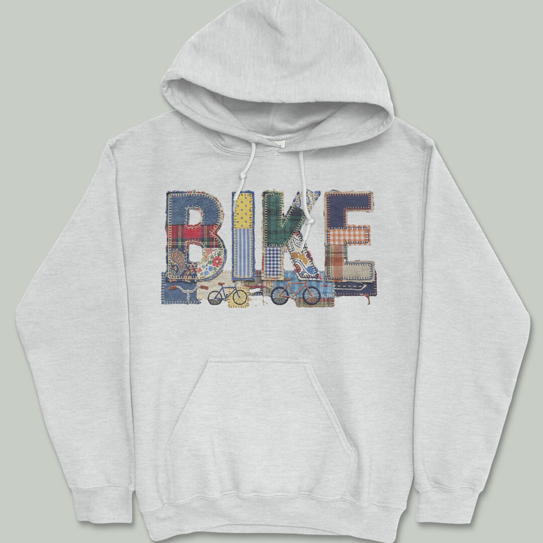 Stitched Bike Faux Patchwork Hoodie