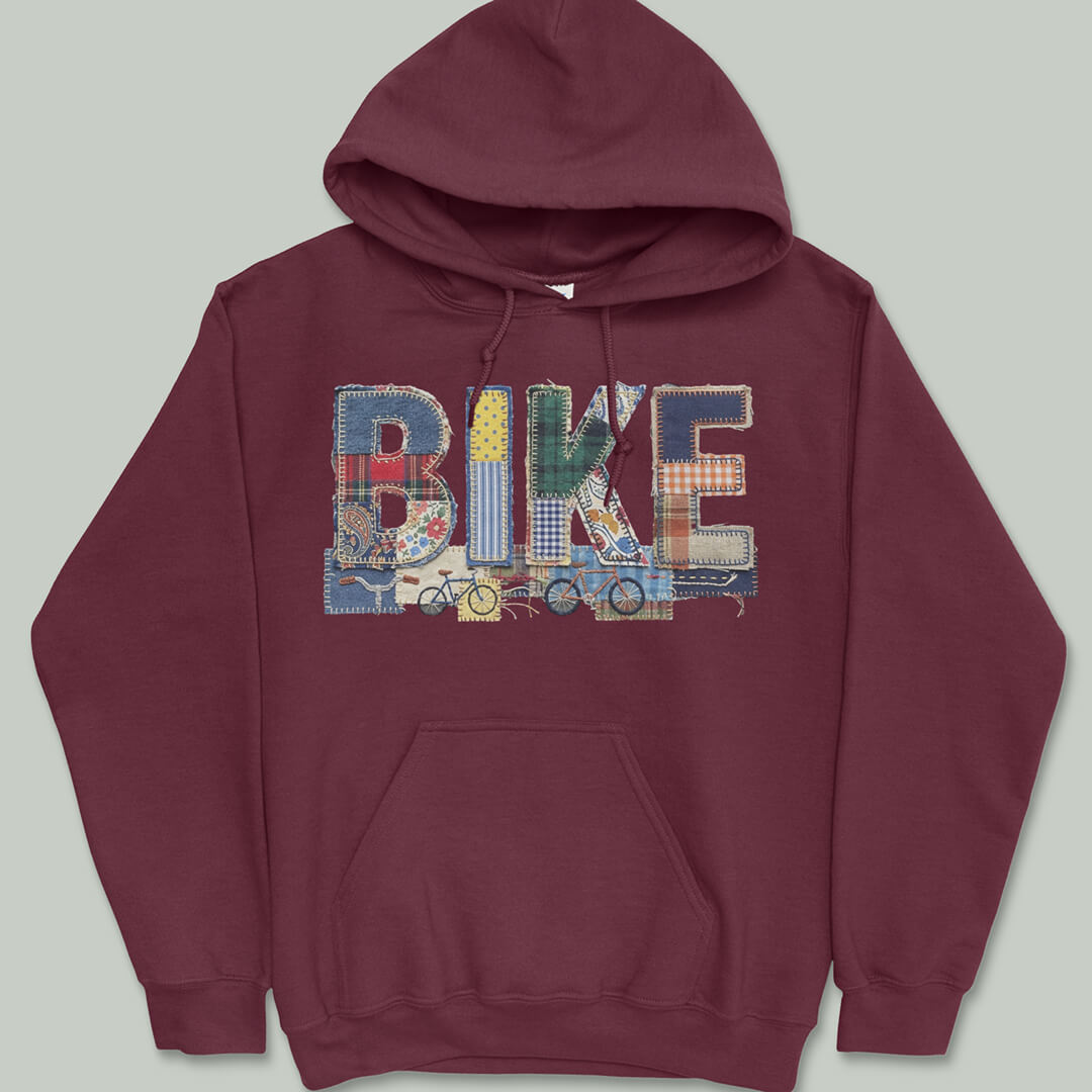 Stitched Bike Faux Patchwork Hoodie