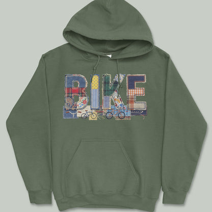Stitched Bike Faux Patchwork Hoodie