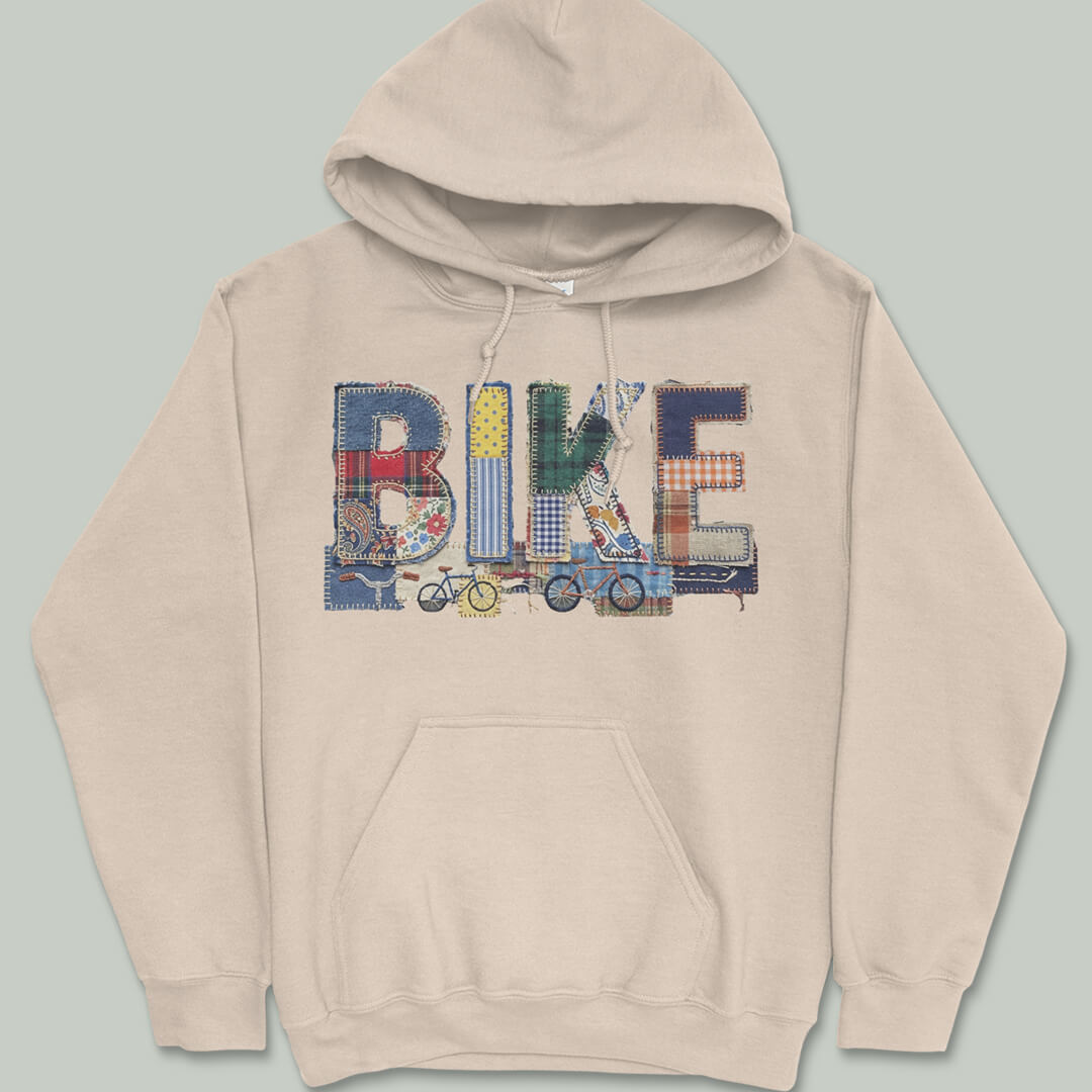Stitched Bike Faux Patchwork Hoodie