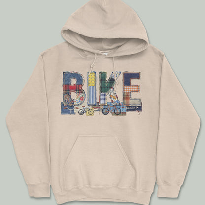 Stitched Bike Faux Patchwork Hoodie