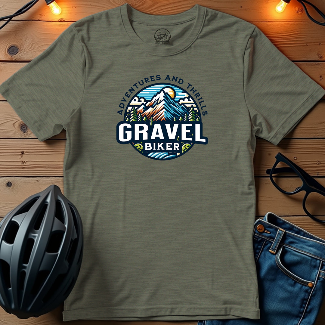 Adventures & Thrills Gravel Biker T-Shirt